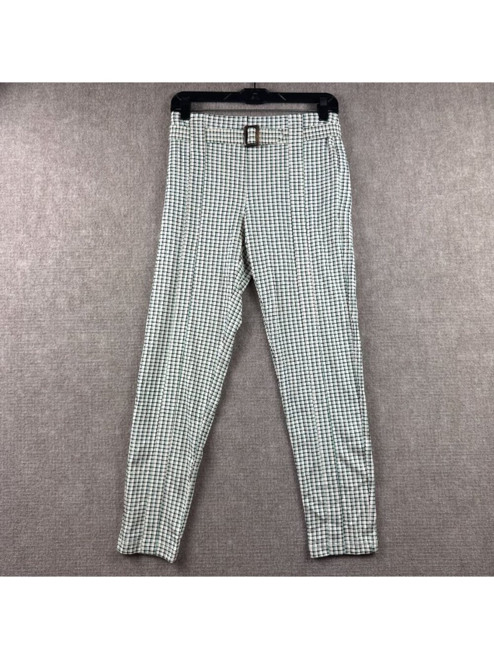 Betabrand High Waist Lite Dress Pants Small Pull On Belted Ponte Knit Gingham